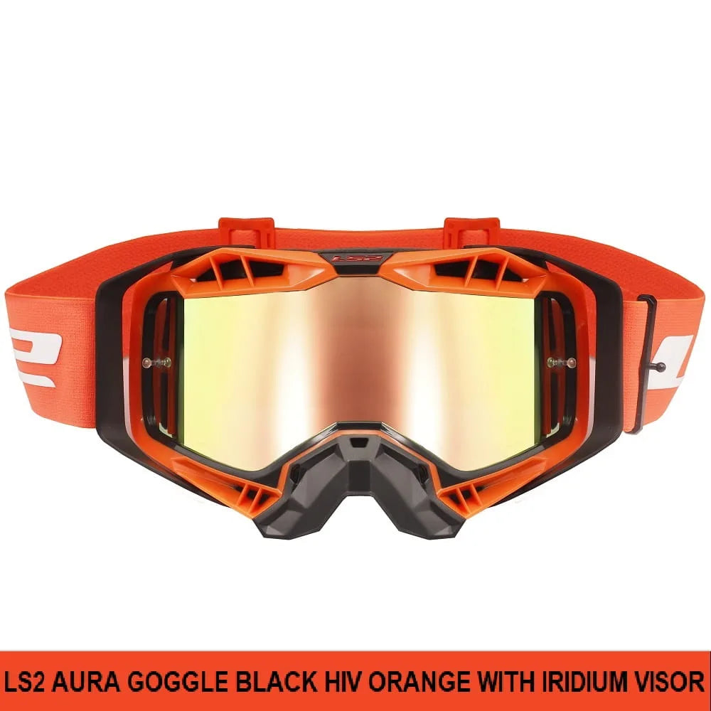 Ls2 Aura Pro Mx Goggle Black HV Orange With Iridium Visor,  Best Helmet goggles in india for bike riders, Best MX Goggles for Off roading, Goggles for Bikers to wear inside helmet for eye comfort and protection