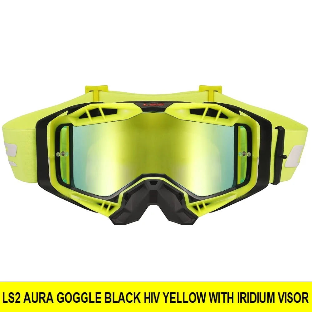 Ls2 Aura Pro Mx Goggle Black HV Yellow With Iridium Visor,  Best Helmet goggles in india for bike riders, Best MX Goggles for Off roading, Goggles for Bikers to wear inside helmet for eye comfort and protection