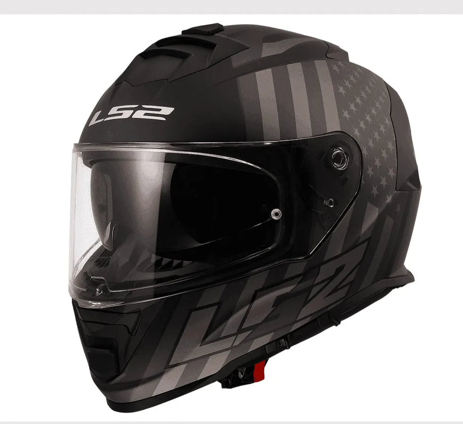 Ls2 Ff800 Storm 2 Flag  Full Face Helmet - Gloss Black Grey, Best Helmet in India for bike riders, long touring, road trips, best touring helmets under 15000