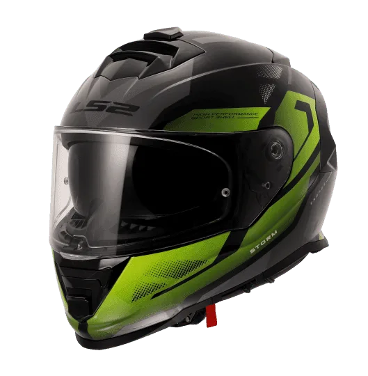 LS2 Storm 2 Kronos Full Face Helmet, Best Affordable Race Helmet in India, Clear Visor Stylish Graphics Helmet safe for indian roads, Top LS2 Helmet in Yellow Grey Color for Indian Motorcycle Bikes like Royal Enfield, KTM, Yezdi, Pulsar, Triumph,