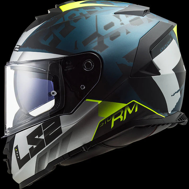 LS2 Storm 2 Sprinter Full Face Helmet, Best Affordable Race Helmet in India, Clear Visor Stylish Graphics Helmet safe for indian roads, Top LS2 Helmet in Matt Silver cobalt Color for Indian Motorcycle Bikes like Royal Enfield, KTM, Yezdi, Pulsar, Triumph,