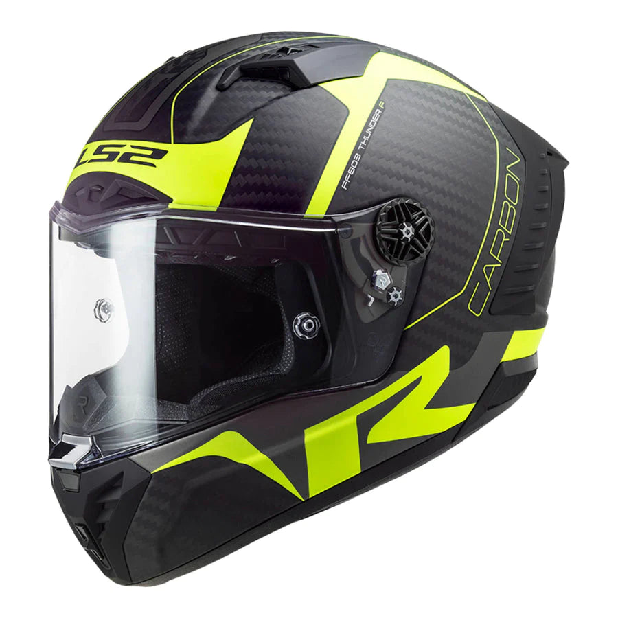 Ls2 Ff805 Thunder Carbon Racing1 Full Face Helmet - Gloss Blue Hi Viz Yellow, Best helmet in india for bike riders