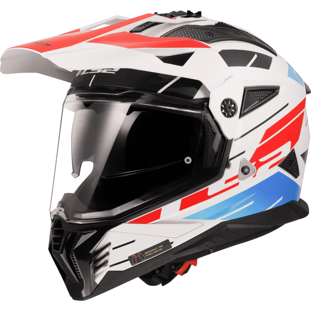Ls2 Mx436 Pioneer 2 Namib White Blue Red Dual Sports Helmet, Best Motorcycle Bike Helmet in India