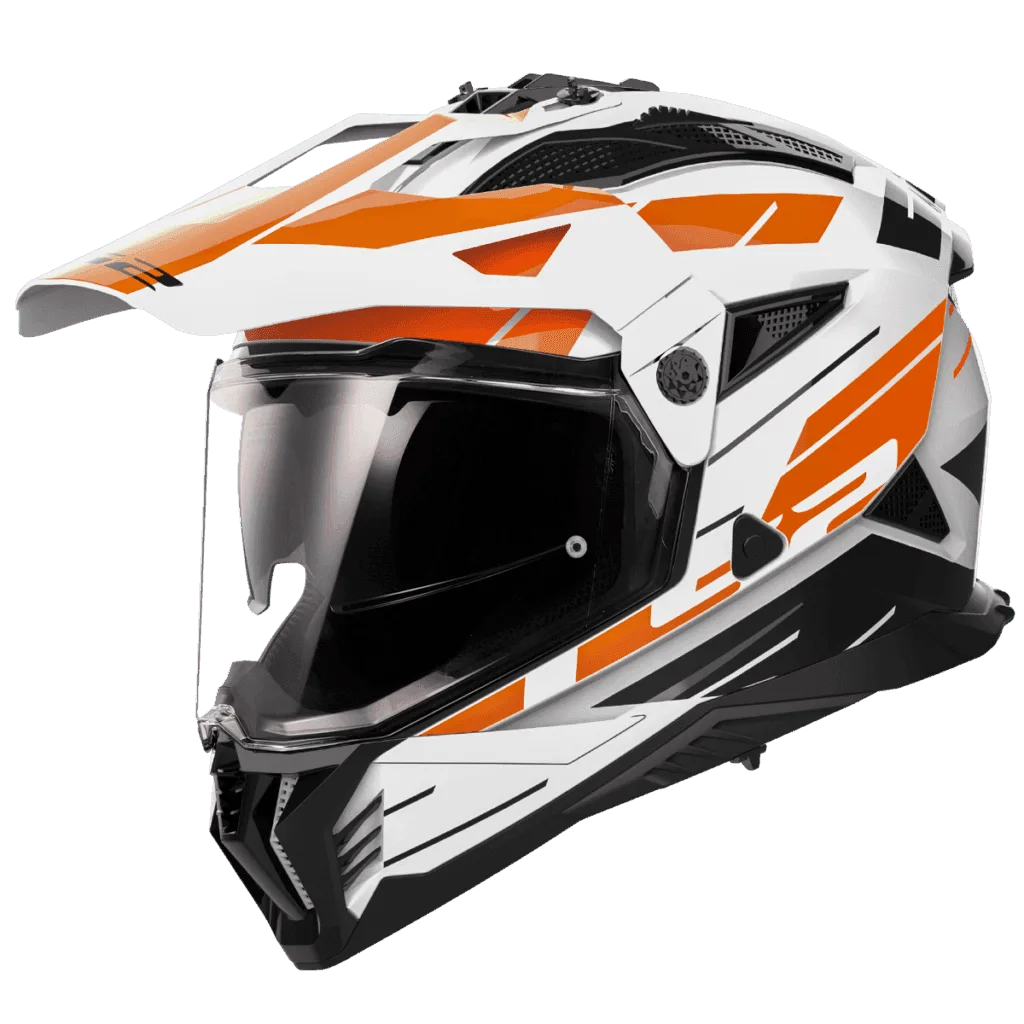 Ls2 Mx436 Pioneer 2 Namib White Orange Dual Sports Helmet, Best Motorcycle Bike Helmet in India