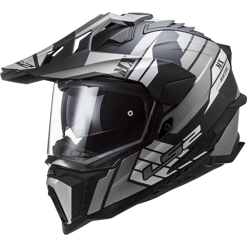 Ls2 Mx701 Explorer Atlantis Matt Titanium Dual Sports Helmet Black Helmet in India