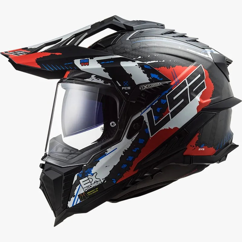 Ls2 Mx701 Explorer Carbon Extend Matt Red Dual Sports Helmet, best black red helmet in india, best helmet for royal enfield, triumph, jawa, motorcycle bikes in india