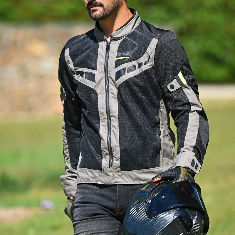 Ls2 Riding Jacket Garda Air Man Black hi viz yellow, Affordable Riding Jacket in india, Best LS2 Jacket in india