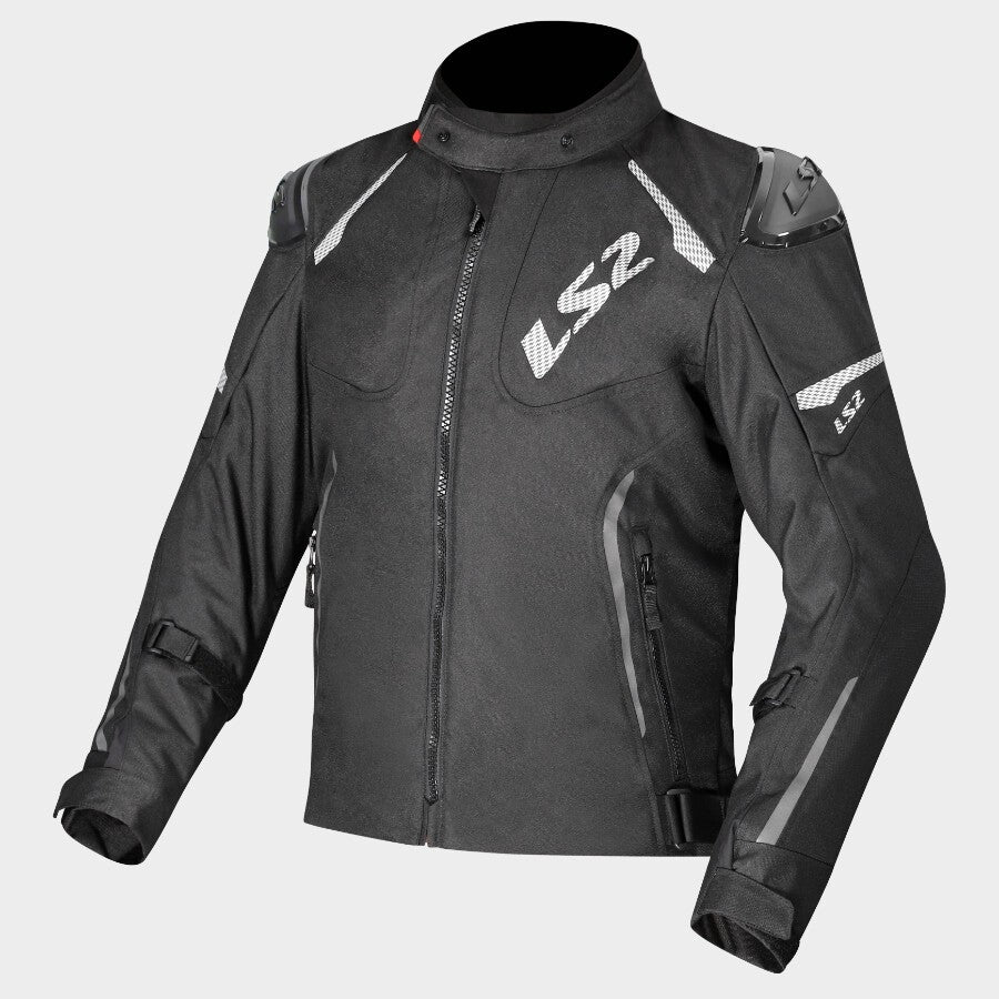 LS2 Zoom Riding Jacket in Black White Color - CE Level 2 Sport Motorcycle Jacket, Best Riding Jacket in India, Best Bike Jacket for Bike riders in India specially designed for sport bikes and indian roads for racing