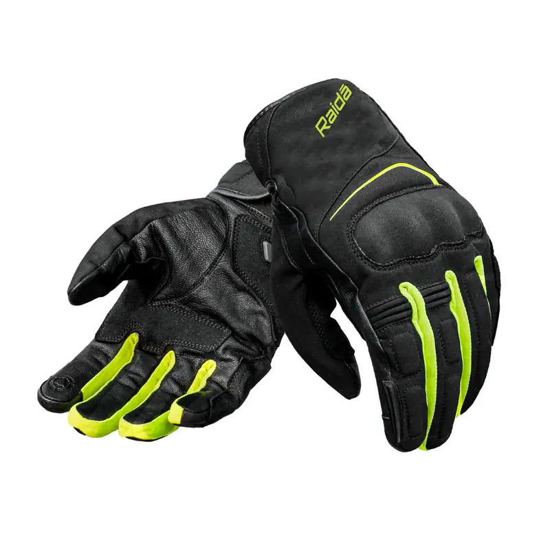 Raida Aqdry Waterproof Riding Gloves Black Yellow Color – All-Weather Comfort, Smart Touch & Lightweight Rain Protection, Best riding gloves in India, Bike Gloves for rainy season, waterproof gloves for bike riding, road trips, long touring