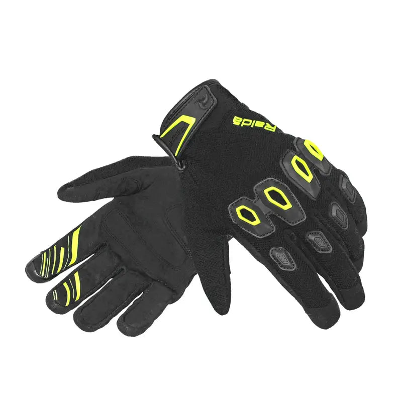 Raida Avantur Mx Riding Gloves in Black Hi Viz Yellow Color– Lightweight, Breathable Off-Road & Street Gloves for Bike Riders, Best Riding Gloves in India for Indian Roads, Road Trips and Long touring, Best Gloves for Off Road Bikes