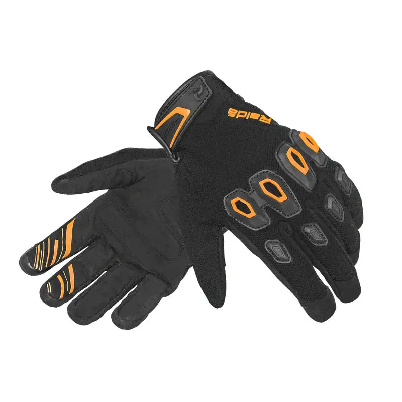 Raida Avantur Mx Riding Gloves in Black Orange Color– Lightweight, Breathable Off-Road & Street Gloves for Bike Riders, Best Riding Gloves in India for Indian Roads, Road Trips and Long touring, Best Gloves for Off Road Bikes