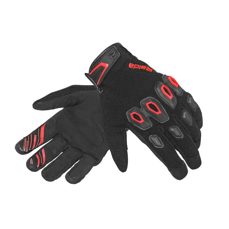Raida Avantur Mx Riding Gloves in Black Red Color– Lightweight, Breathable Off-Road & Street Gloves for Bike Riders, Best Riding Gloves in India for Indian Roads, Road Trips and Long touring, Best Gloves for Off Road Bikes