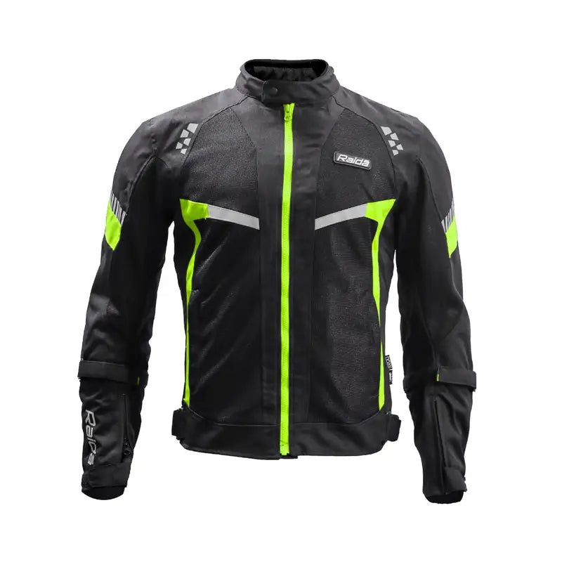 Raida Bolt Motorcycle Jacket in Back Hi Viz Yellow Color – Ce Level 2 Armored, Lightweight All-Terrain Riding Jacket, Best Riding Jacket for Bike Riders in India, Best Bike Jacket for Long Touring, Road Trips, Long Bike Rides with full safety protection