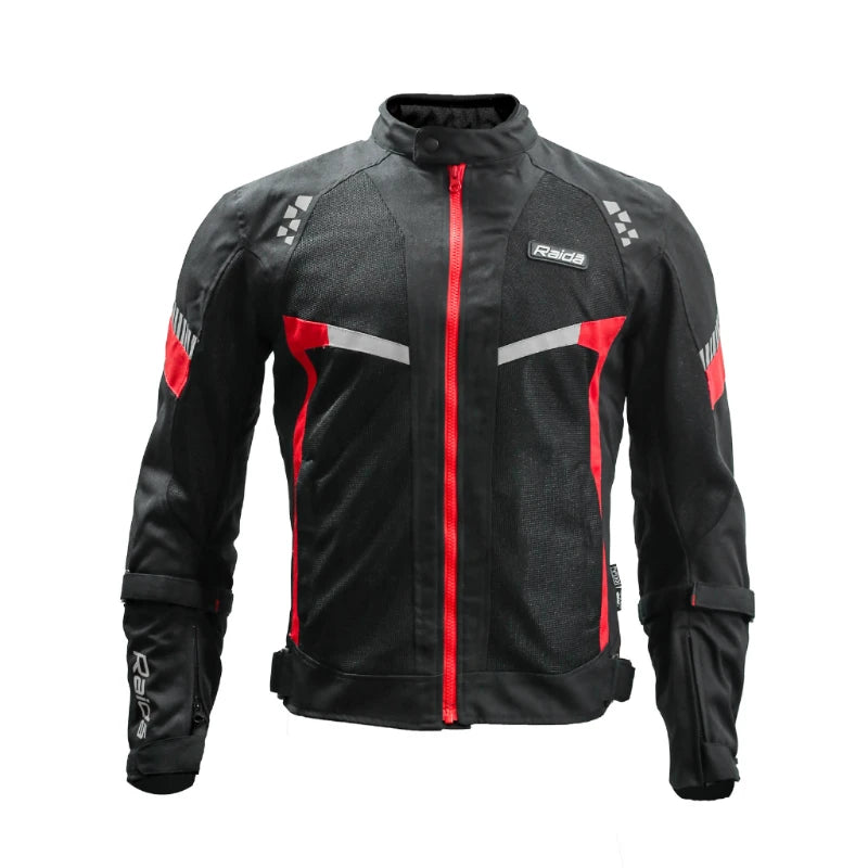 Raida Bolt Motorcycle Jacket in Back Red Color – Ce Level 2 Armored, Lightweight All-Terrain Riding Jacket, Best Riding Jacket for Bike Riders in India, Best Bike Jacket for Long Touring, Road Trips, Long Bike Rides with full safety protection