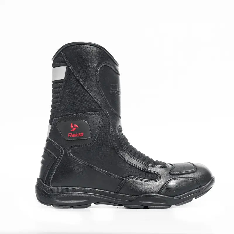 Raida Discover Motorcycle Riding Boots in Black Color – Water-Resistant, Tall Touring Boots With Isi Safety, Best Riding Boots in India for Bike Riders, Long Touring, Road Trips
