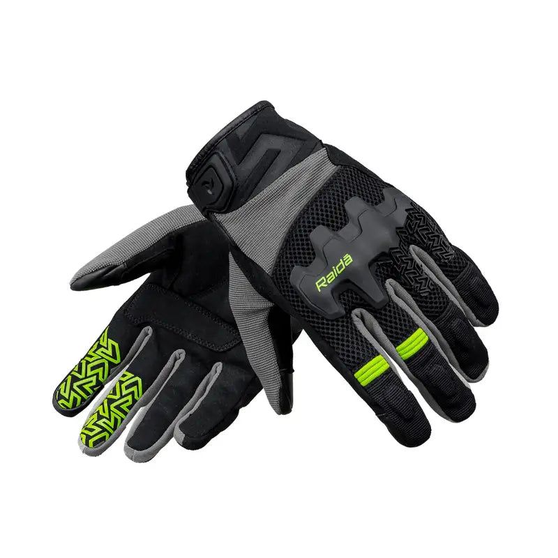 Raida Drift Motorcycle Riding Gloves in Black Hi Viz Green Color, Waterproof gloves with All-Terrain Protection & Comfort, Best Riding Gloves in India for Bike Riders, Best Bike Gloves for safe riding, long touring, road trips