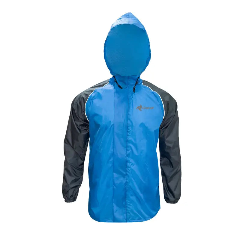 Raida Drymax Rain Jacket in Blue Color – 10K Waterproof Riding Raincoat With Reflective Piping, Best Raincoat for Bike Riders in India, Best Rain Jacket in India for Monosoon, Long touring, road trips, Best Rain Jacket Performance Layer for Riders