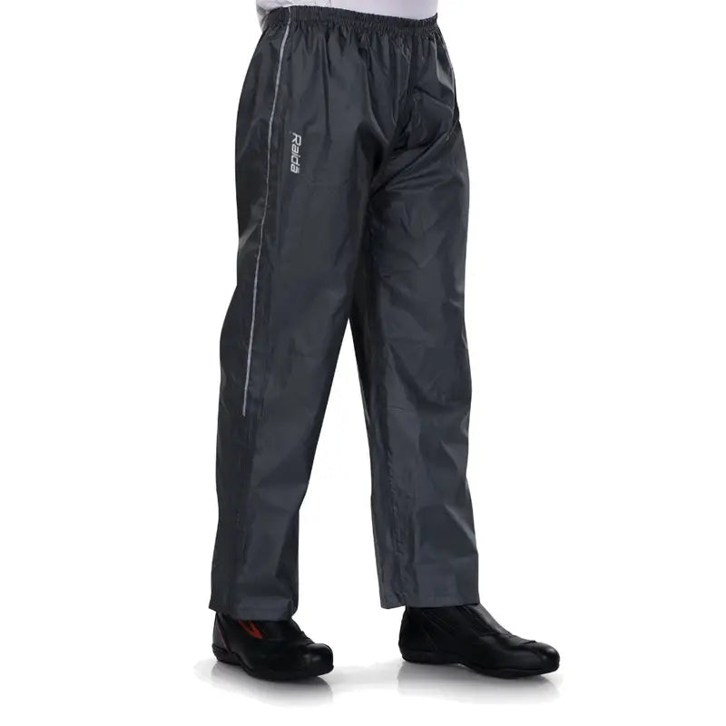 Raida Drymax Rainpants in Black Color – Waterproof Overpants With Reflective Safety & Boot-Friendly Fit, Best Raincoat pants for Bike Riders, Best Waterproof Rain Pants in India for Long Touring, Road Trips, Bike Rides