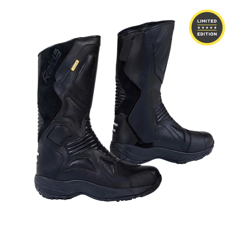 Raida Explorer Riding Boots in Black Color – Waterproof, ISI-Certified Adventure Touring Boots, Best Waterproof Boots for Bike Riders, Best Riding Boots  in India for Road Trips on Indian Roads, Best Boots for Long Touring and Monsoon and Rainy season