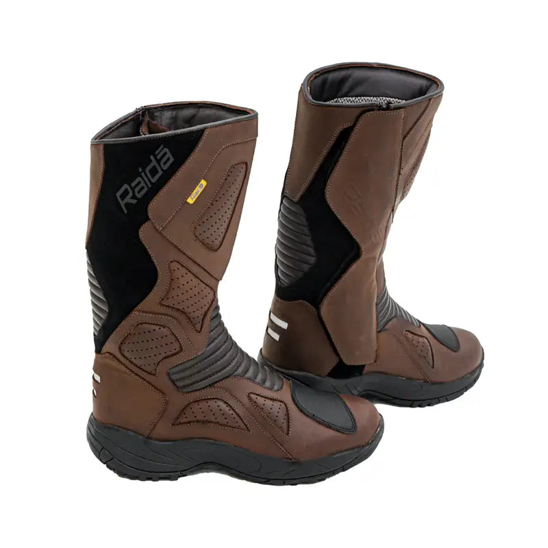 Raida Explorer Riding Boots in Brown Color – Waterproof, ISI-Certified Adventure Touring Boots, Best Waterproof Boots for Bike Riders, Best Riding Boots  in India for Road Trips on Indian Roads, Best Boots for Long Touring and Monsoon and Rainy season