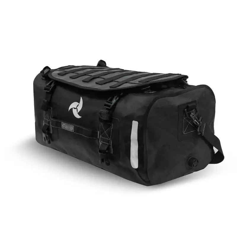 Raida Luggage Dryporter Waterproof Tail Bag in Black Color – 40L Ipx5 Dry Duffle Bag With Backpack Straps, Best Luggage Bag for Adventure trips, long touring, road trips, bike riding, Best tail bag for bike riders, waterproof duffle bag for adventure riding, indian bikes