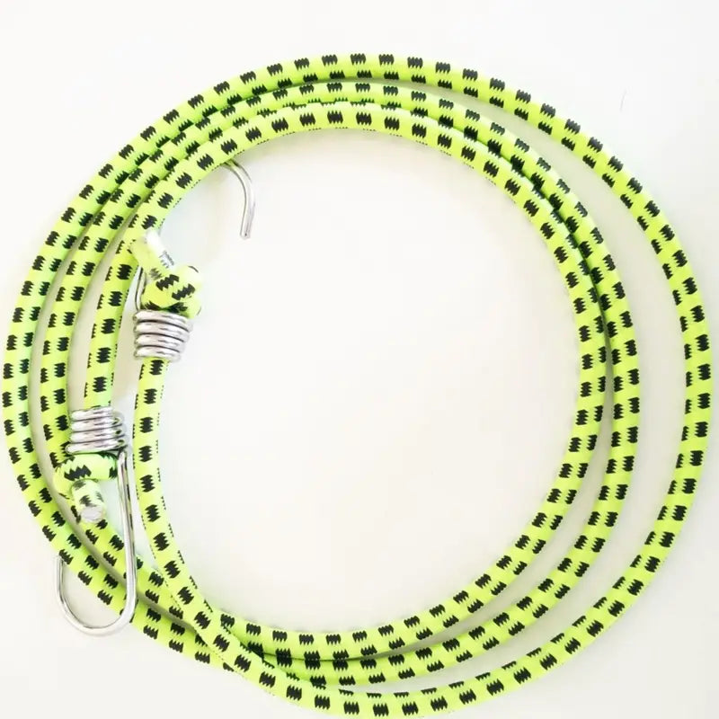 Raida Luggage Utility 8ft Heavy-Duty Premium Bungee Cord in Yellow Black Color| 10mm Thick, High Visibility, Anti-Rust Hooks, Raida Bungee Cords, Best Bungee Cords for Luggage hooking for bike riders, Luggage Accessories for bike riders,