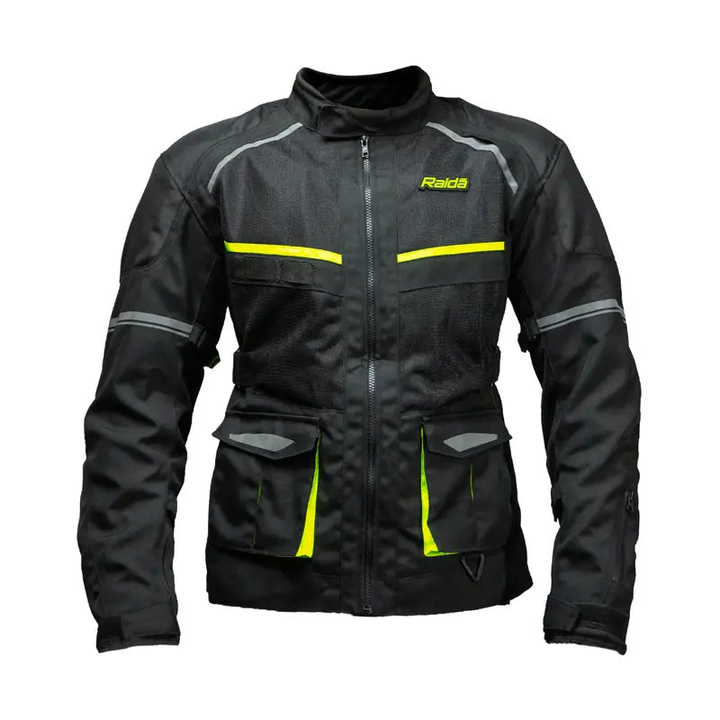 Raida Rover Touring Jacket Black Yellow Color – Ce Level 2 Armored, All-Season Motorcycle Riding Jacket, Best Riding Jacket for Bike Riders, Best Riding Jacket for long Touring, Road Trips, Raida Riding Jacket for Indian Roads