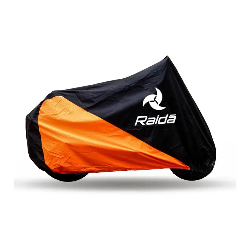 Raida SeasonPro Waterproof Bike Cover Black Orange Color - 300D Oxford Fabric, Dustproof, UV Resistant with Lock Holes, Buy Best Bike Cover for Indian Bikes