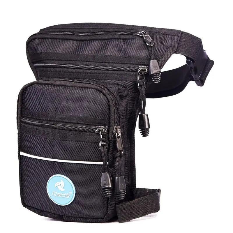Raida Thrux Motorcycle Thigh Bag in Black Color – 1680D Utility Bag With Multiple Pockets For Riders, Best Thigh Bag for Bike Riders, Best Thigh Bag in India for Long Touring, Adventure Riders, Urban Rides, Road Trips