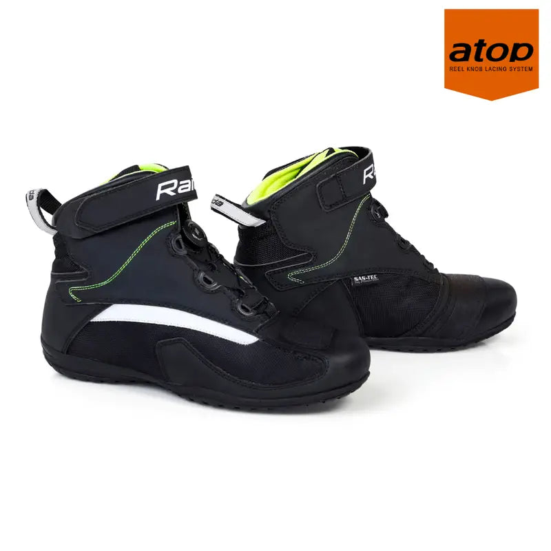 Raida Urbanr Riding Shoes in Black Green Color – Stylish, Protective & Quick-Lace Motorcycle Sneakers, Short Boots for Bike Riders, Best Riding Shoes for Indian Motorcycle Bikes Riding on Indian Roads for Urban Riding,