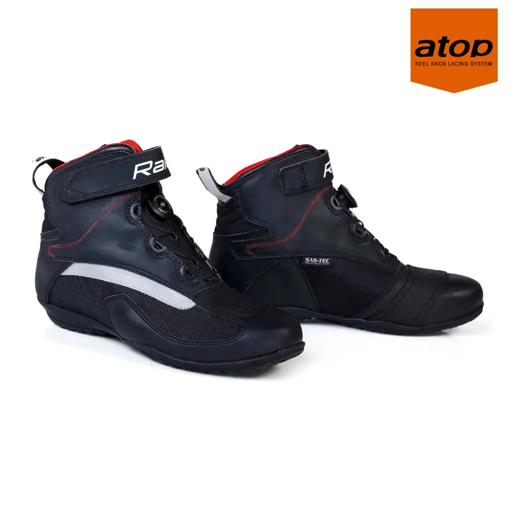 Raida Urbanr Riding Shoes in Black Red Color – Stylish, Protective & Quick-Lace Motorcycle Sneakers, Short Boots for Bike Riders, Best Riding Shoes for Indian Motorcycle Bikes Riding on Indian Roads for Urban Riding,