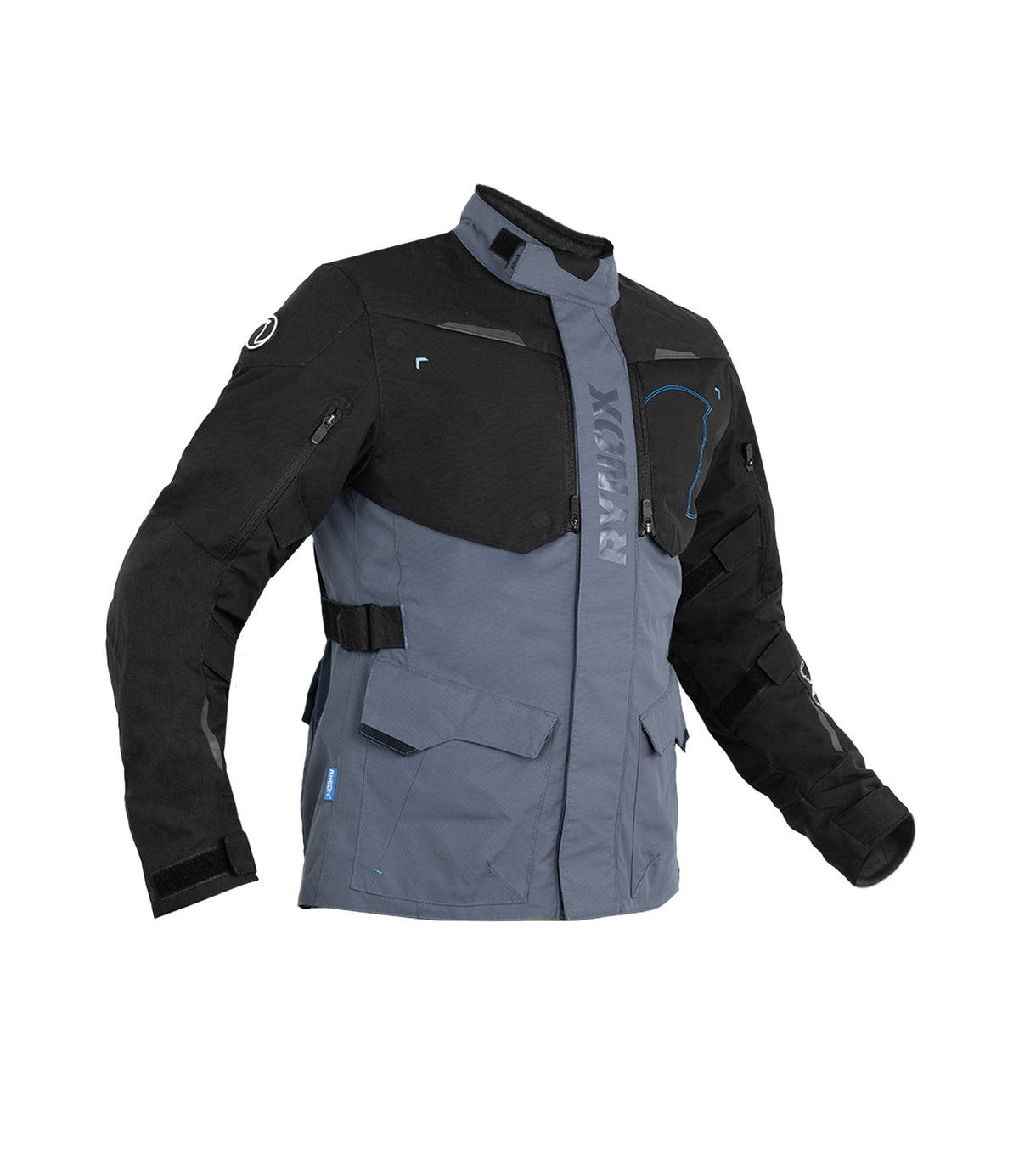 Rynox Advento Pro ADV Riding Jacket in Black Blue Color | CE Level 2 Protection, Lightweight & All-Terrain Touring Jacket, Best Riding Jacket in India for Bike Riders for Indian Roads, Best Touring Jacket for Road Trips and Long Touring specially designed for Indian Motorcycle Bikes