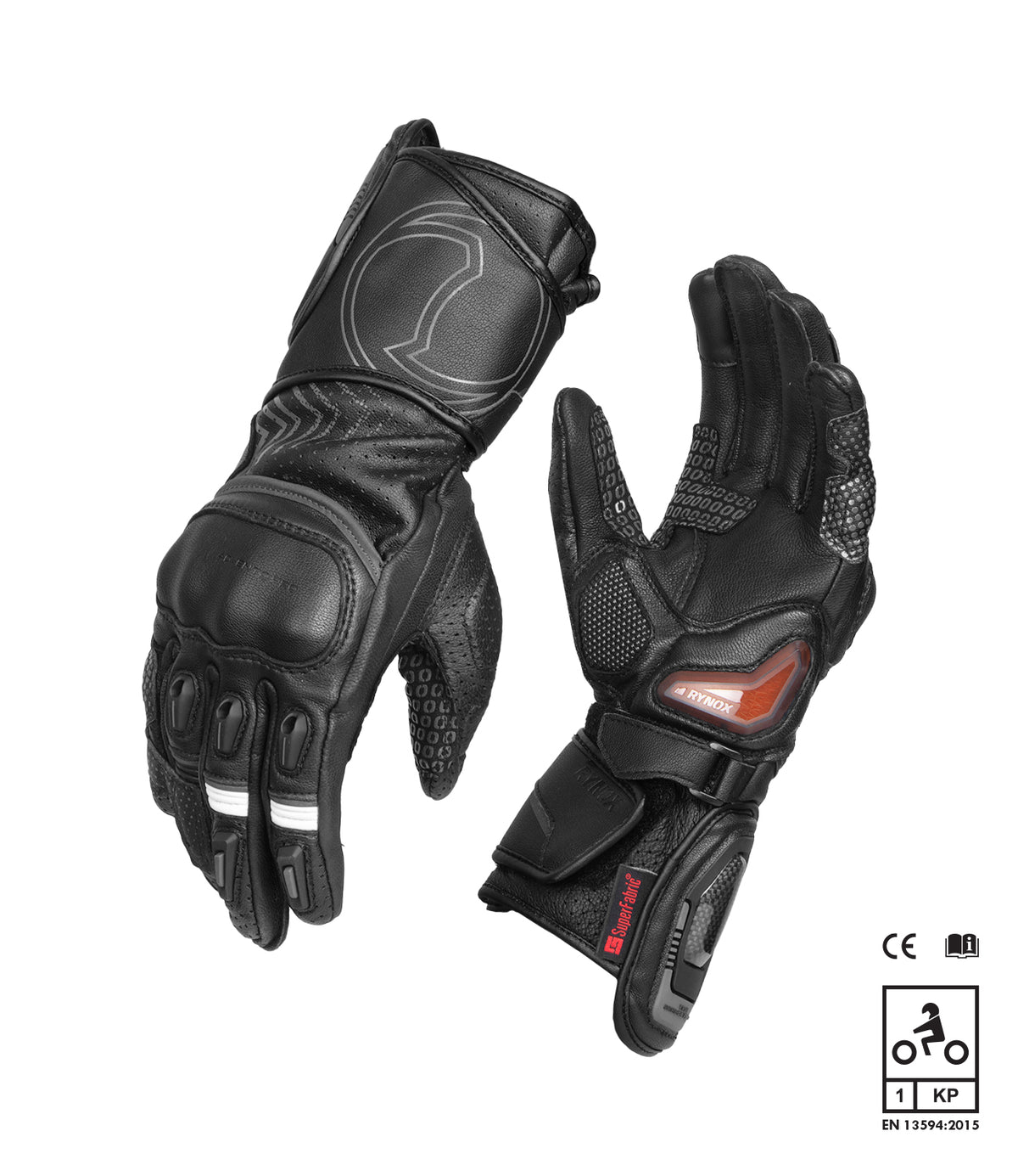 Rynox Advento Pro Riding Gloves in Black Grey Red Color which is CE Certified Full Gauntlet Racing-Inspired Motorcycle Touring Gloves, Best Riding Gloves in India, Buy Motorcycle Bike Gloves in India for Ultimate Safety and perfect for Indian roads, Bike gloves for roadtrips and long touring.