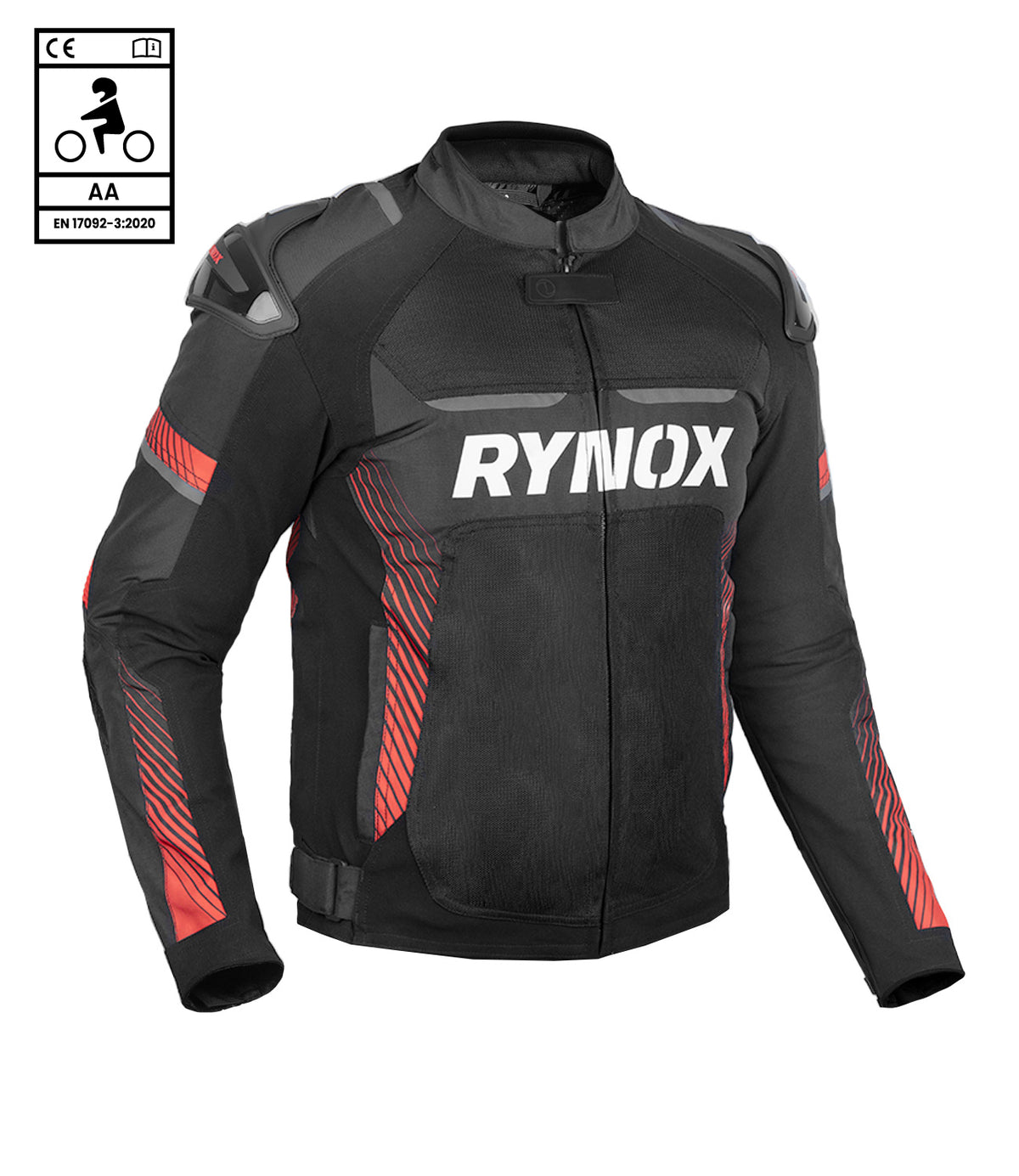 Rynox Apex Evo Riding Jacket in Black Red | CE Certified Class AA Rated Supersport Jacket with RHEON Level 2 Armor, Best Riding Jacket in India, Best Riding Jacket in India under 15000, Bike Jacket for sport riding, road trips and long touring, Sports jacket for indian sports bikes designed for indian roads