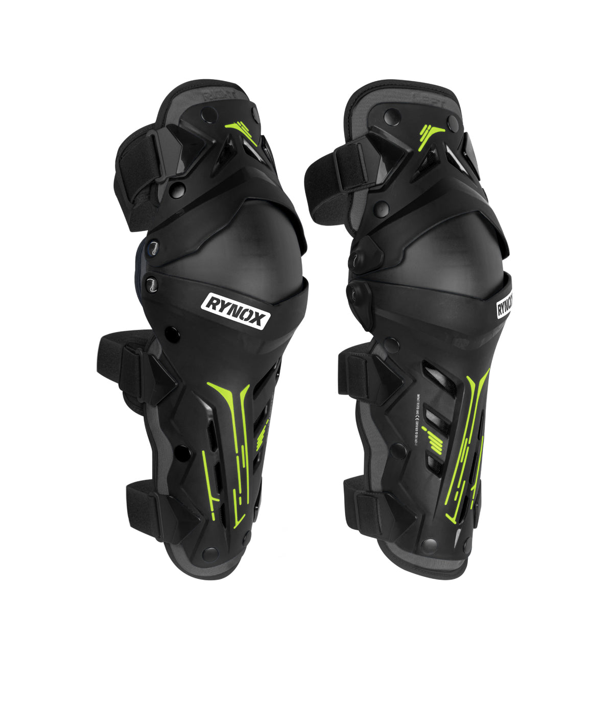 Rynox Bastion Bionic Knee Guards Black Hi Viz Green - Advanced CE Certified Motorcycle Knee Protection, Best Knee Guards in India, Rynox Knee Guards for Indian Bikes, Best Knee Guards for Touring and long road trips, High safety and best quality motorcycle guards for bikes in inda