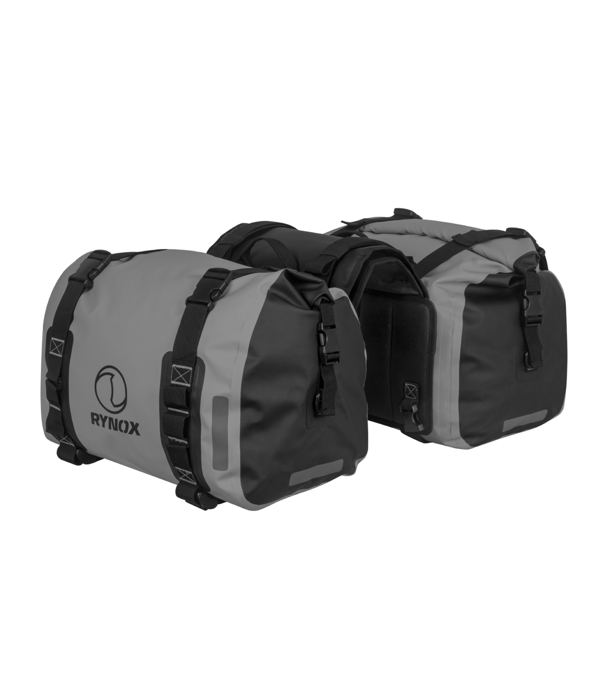 Rynox Expedition Stormproof Motorcycle Saddle Bag Light Grey Color - 64L Cargo Luggage Capacity, Best Saddle Bag in india for Bike Riders for Long touring, Adveture tours, road trips