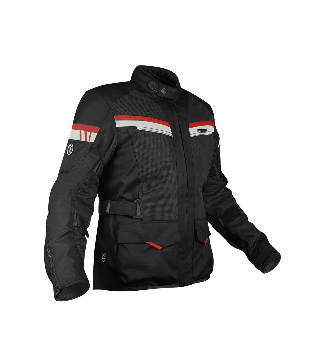 Rynox Stealth Air Pro Riding Jacket with Black Red Stylish Color - CE Level 2 Certified ADV Touring Jacket, Best Riding Jacket in India under 10,000, Safe Riding Gears for Indian Bikes, Best Rynox Riding jacket for motorcyle bikes in india