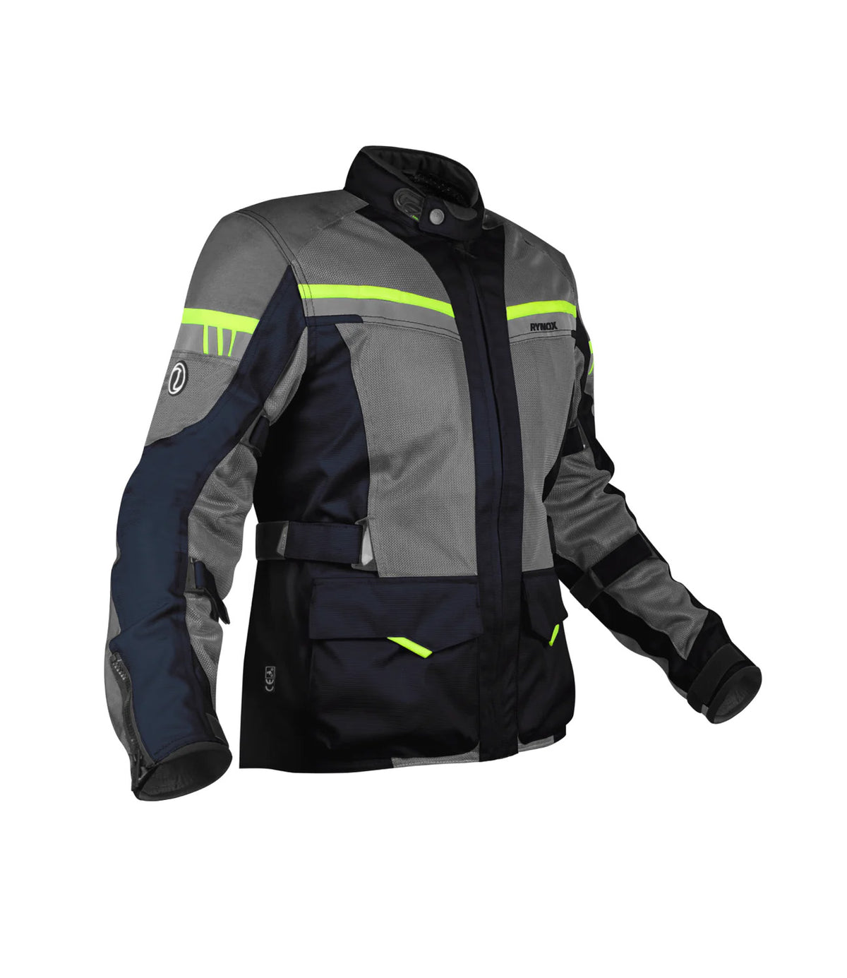 Rynox Stealth Air Pro Riding Jacket with Blue Hi Viz Green Stylish Color - CE Level 2 Certified ADV Touring Jacket, Best Riding Jacket in India under 10,000, Safe Riding Gears for Indian Bikes, Best Rynox Riding jacket for motorcyle bikes in india