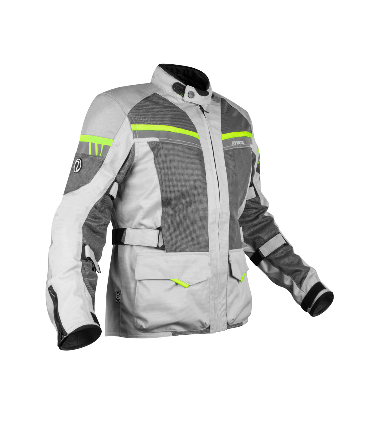 Rynox Stealth Air Pro Riding Jacket with Grey Hi Viz Green Stylish Color - CE Level 2 Certified ADV Touring Jacket, Best Riding Jacket in India under 10,000, Safe Riding Gears for Indian Bikes, Best Rynox Riding jacket for motorcyle bikes in india