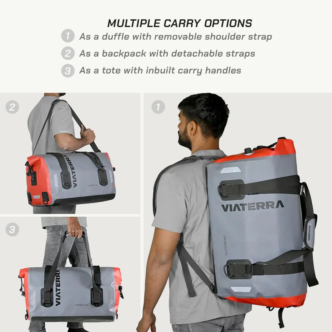 ViaTerra DryBag 55L - 100% Waterproof Motorcycle Tailbag (Universal)