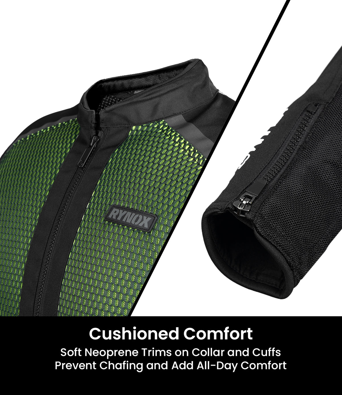 Rynox Helium GT 3 Riding Jacket in Black Green Color - Lightweight CE Level 2 Certified Mesh Jacket, Best Riding Jacket in India, Mesh jacket for Bike Riders, Best Bike Jacket for Road Trips, Long Touring, Motorcycle Tours,