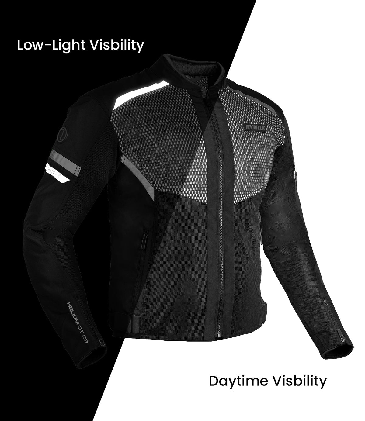 Rynox Helium GT 3 Riding Jacket in Black Grey Color - Lightweight CE Level 2 Certified Mesh Jacket, Best Riding Jacket in India, Mesh jacket for Bike Riders, Best Bike Jacket for Road Trips, Long Touring, Motorcycle Tours,