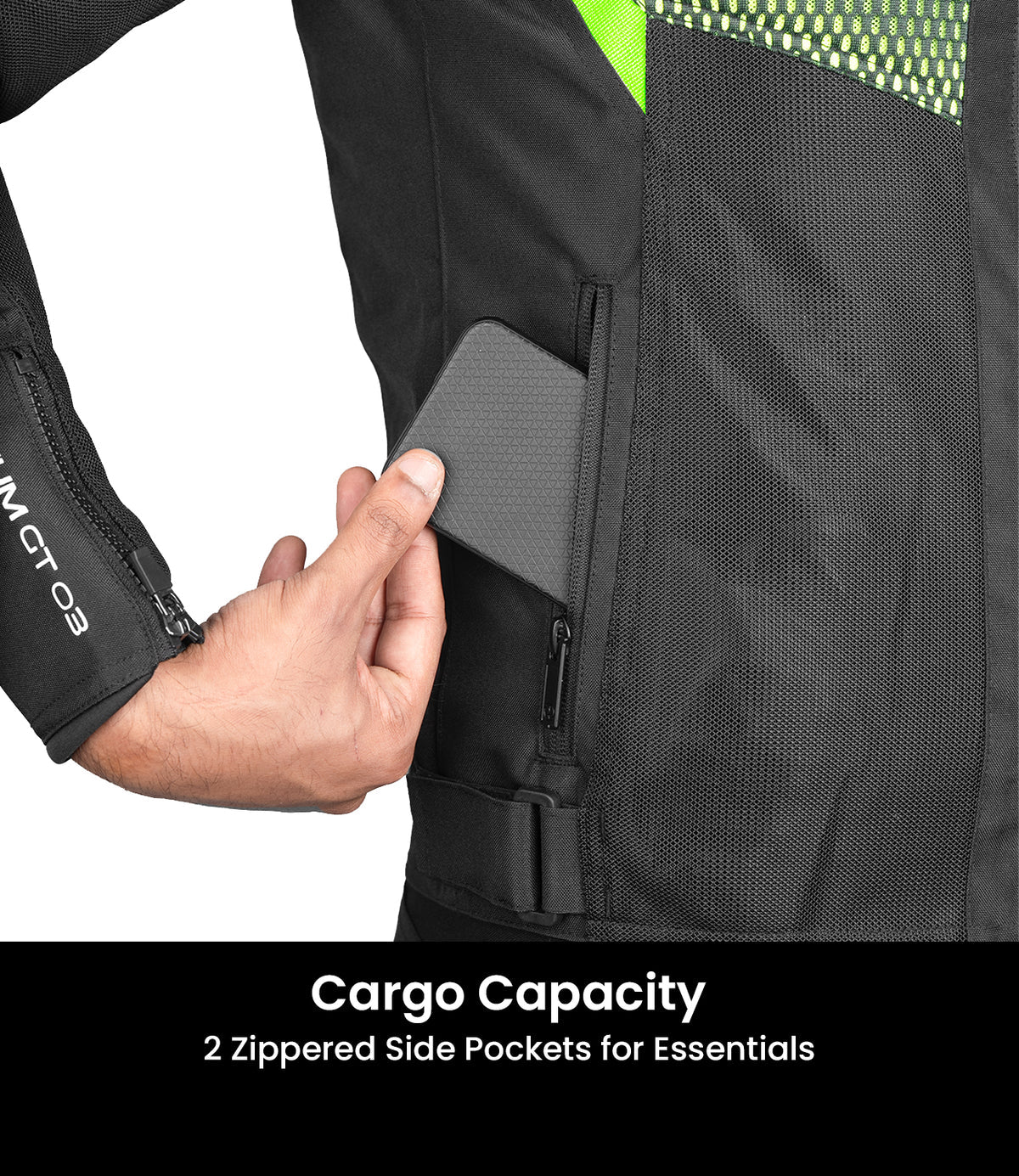 Rynox Helium GT 3 Riding Jacket in Black Green Color - Lightweight CE Level 2 Certified Mesh Jacket, Best Riding Jacket in India, Mesh jacket for Bike Riders, Best Bike Jacket for Road Trips, Long Touring, Motorcycle Tours,