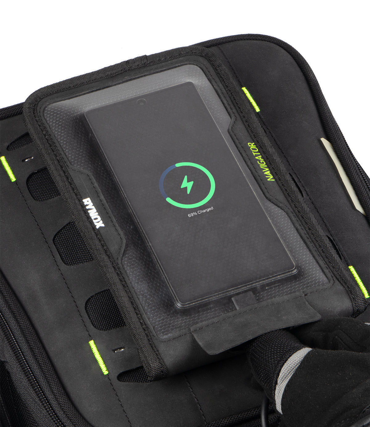 Rynox Navigator Tank Bag 15L Black Hi Viz Green - Durable, Expandable & Stormproof Adventure Motorcycle Luggage Bag, Best Bike Luggage Bag for Riders, Best ank bag for bikes in India for Long touring, Road trips, adventure rides