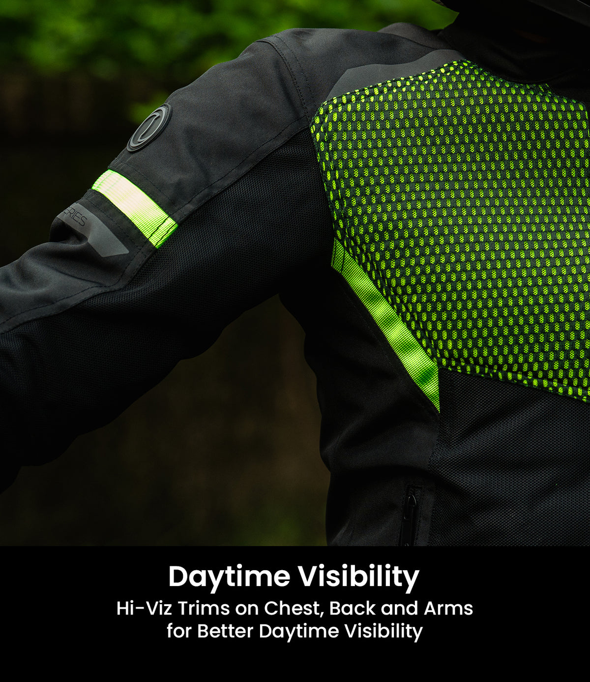 Rynox Helium GT 3 Riding Jacket in Black Green Color - Lightweight CE Level 2 Certified Mesh Jacket, Best Riding Jacket in India, Mesh jacket for Bike Riders, Best Bike Jacket for Road Trips, Long Touring, Motorcycle Tours,