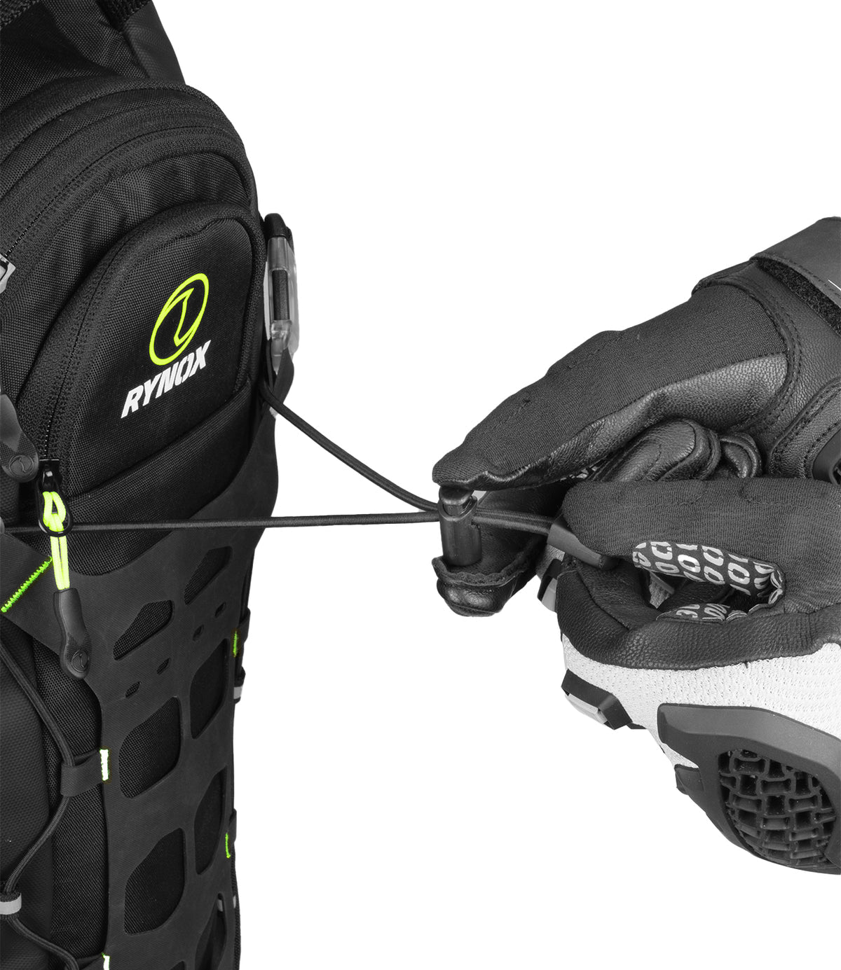 Rynox Navigator Hydration Backpack in Black Green color - Versatile Outdoor Adventure Gear, Durable & Hydration-Ready, Best Hydration Backpack sack in India for long touring, road trips and adventure tours,