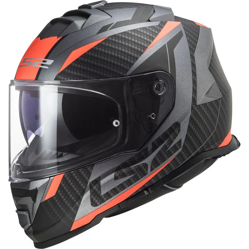 LS2 Full Face Helmet FF800 Storm II Racer Matt Titanium Orange