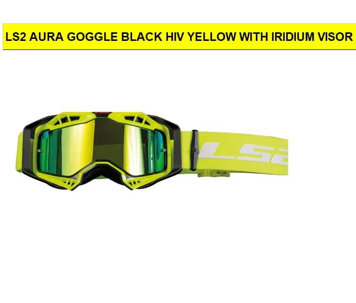 Ls2 Aura Pro Mx Goggle Black HV Yellow With Iridium Visor,  Best Helmet goggles in india for bike riders, Best MX Goggles for Off roading, Goggles for Bikers to wear inside helmet for eye comfort and protection