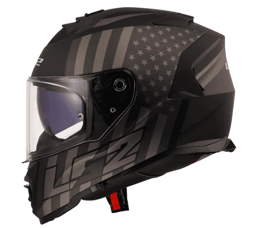 Ls2 Ff800 Storm 2 Flag  Full Face Helmet - Gloss Black Grey, Best Helmet in India for bike riders, long touring, road trips, best touring helmets under 15000