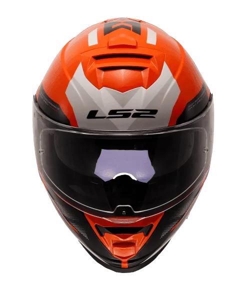 LS2 Storm 2 Kronos Full Face Helmet, Best Affordable Race Helmet in India, Clear Visor Stylish Graphics Helmet safe for indian roads, Top LS2 Helmet in Orange White Color for Indian Motorcycle Bikes like Royal Enfield, KTM, Yezdi, Pulsar, Triumph,